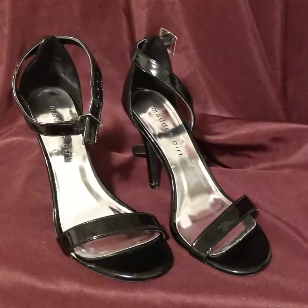 Madden Girl Black Parent Strap Heels Size 7